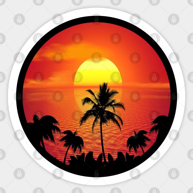 Sunset Beach Sphere Sticker by MysticMagpie